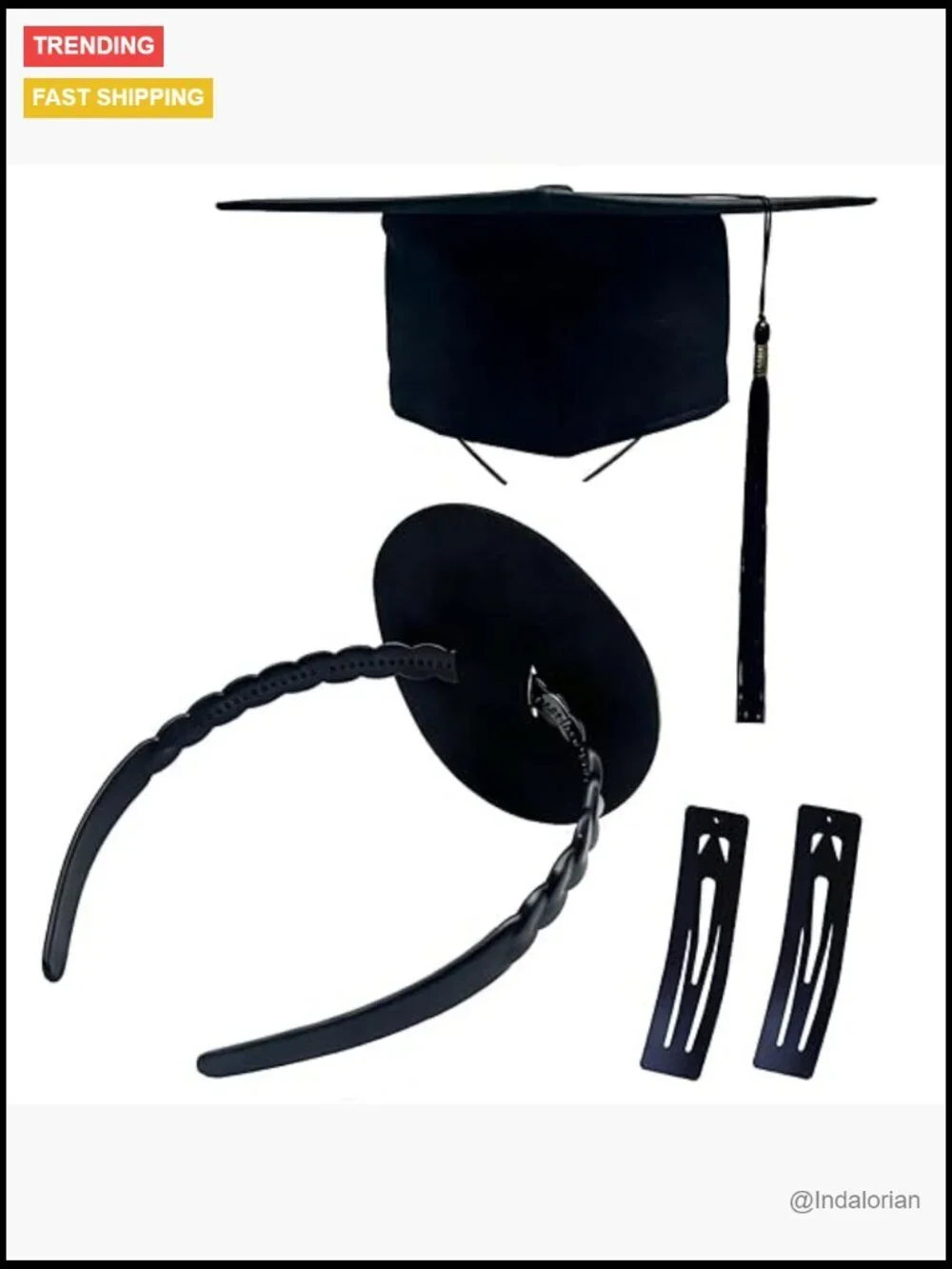 Graduation Cap Headband Insert with Hair Clips, Anti-Falling Design